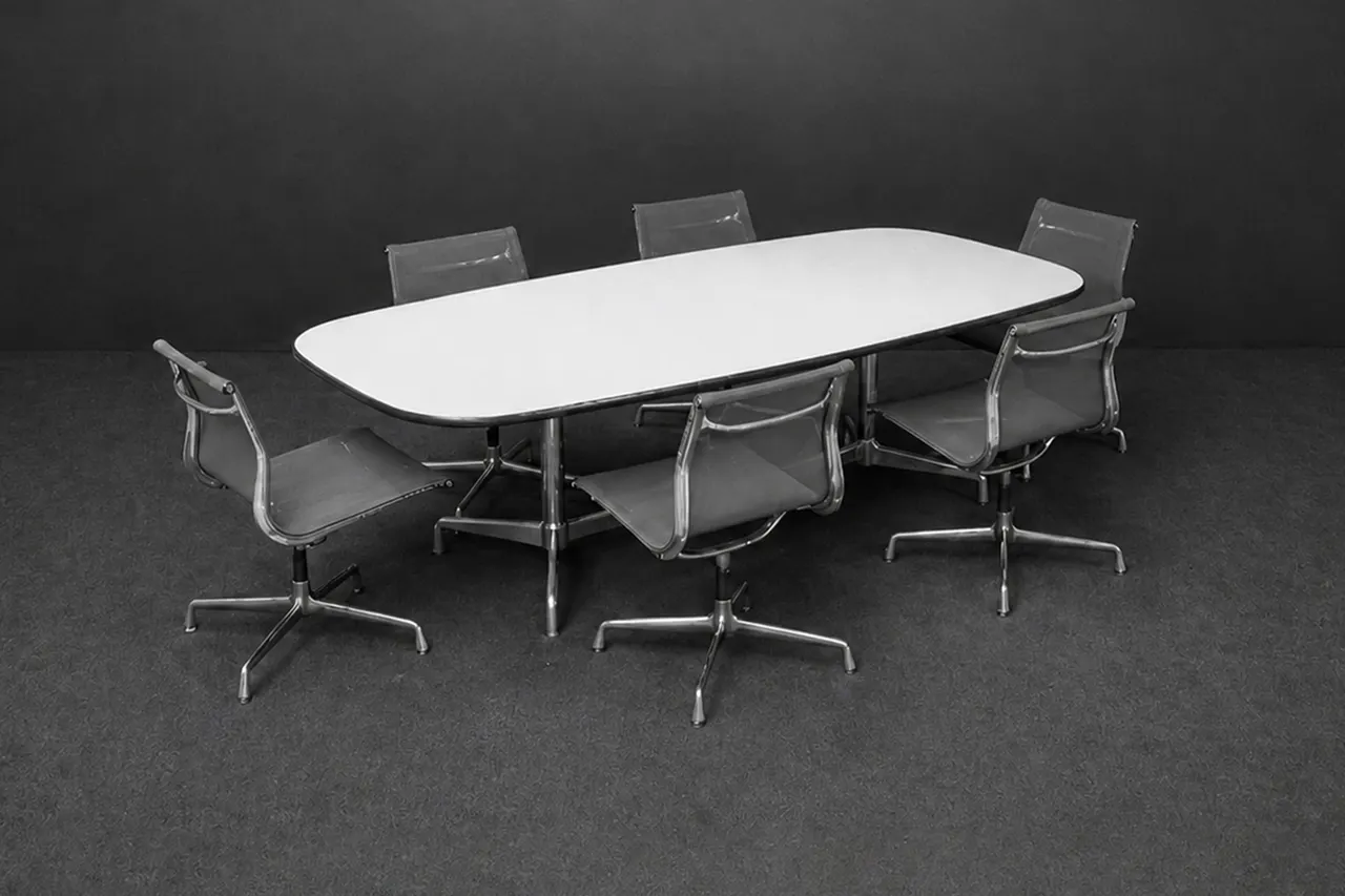 Vitra Segmented Table + 6x EA 105 Netz Grau — Bild 1