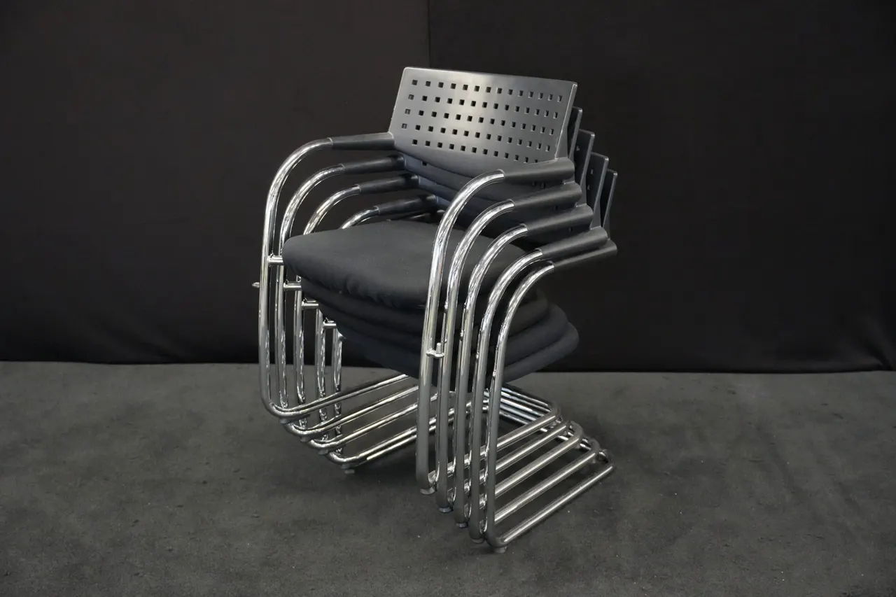 5x Vitra VisaVis Freischwinger Stoff / Schwarz — Bild 1