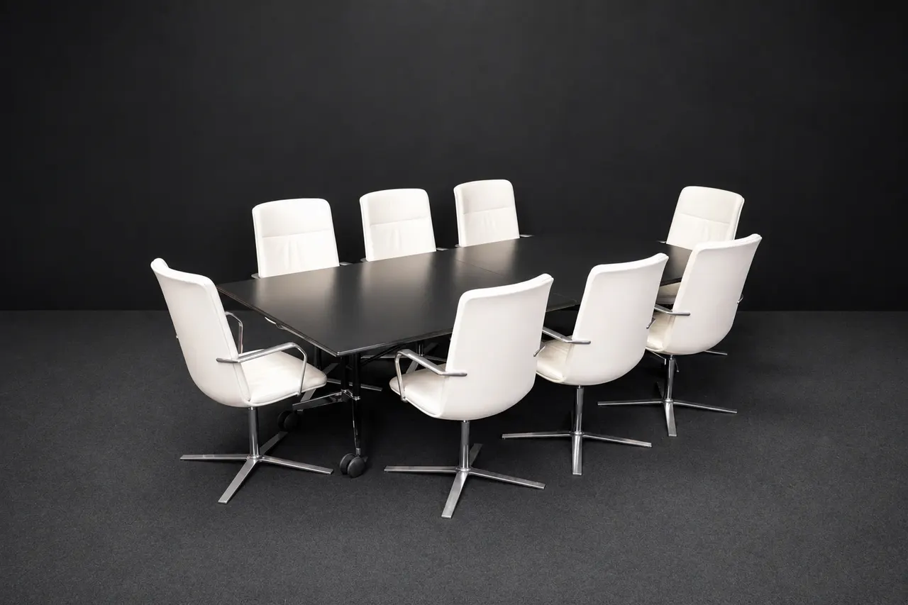 Wilkhahn Falttisch + 8x Orangebox Calder-HBS4 Leder Beige — Bild 1