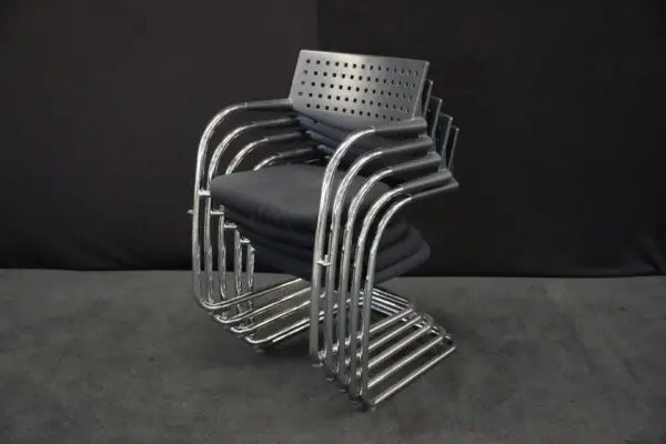 5x Vitra VisaVis Freischwinger Stoff / Schwarz